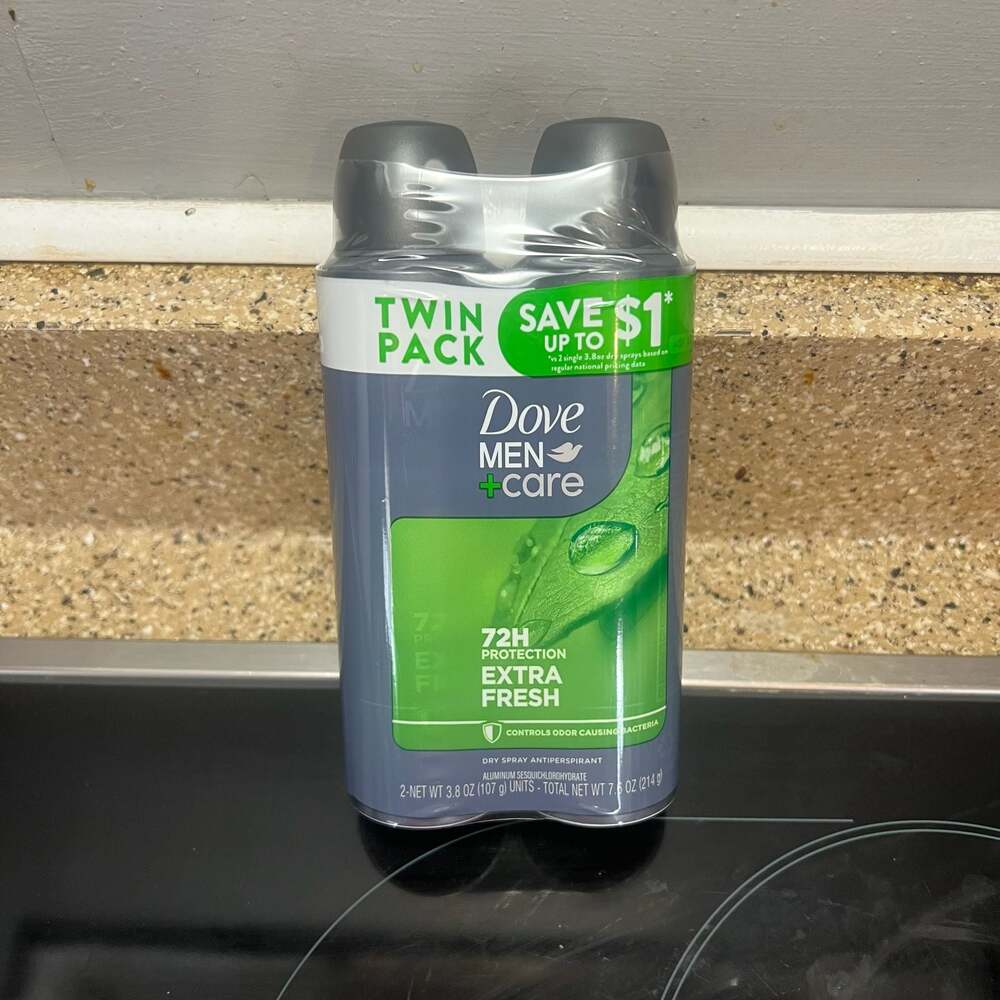 Dove Men+Care Extra Fresh 72H Dry Spray Antiperspirant Twin Pack, 3.8 oz, 2 CT
